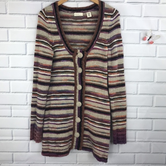 Sleeping In Snow Long Button Sweater Cardigan - Picture 1 of 6